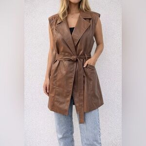 Elie Tahari  Faux Leather brown Vest Material